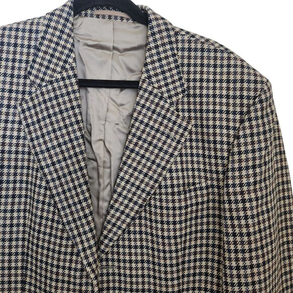 BOSS Blazer Cashmere Wool Sports Coat‎ 42 Plaid Checker Brown Double Vent - Picture 4 of 16